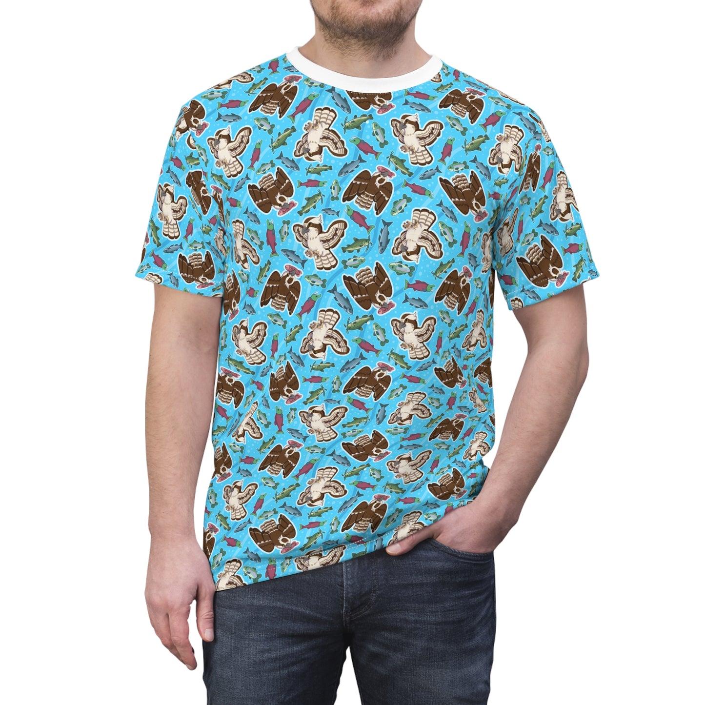 Fishy Birbs - All Over Print Tee Shirt